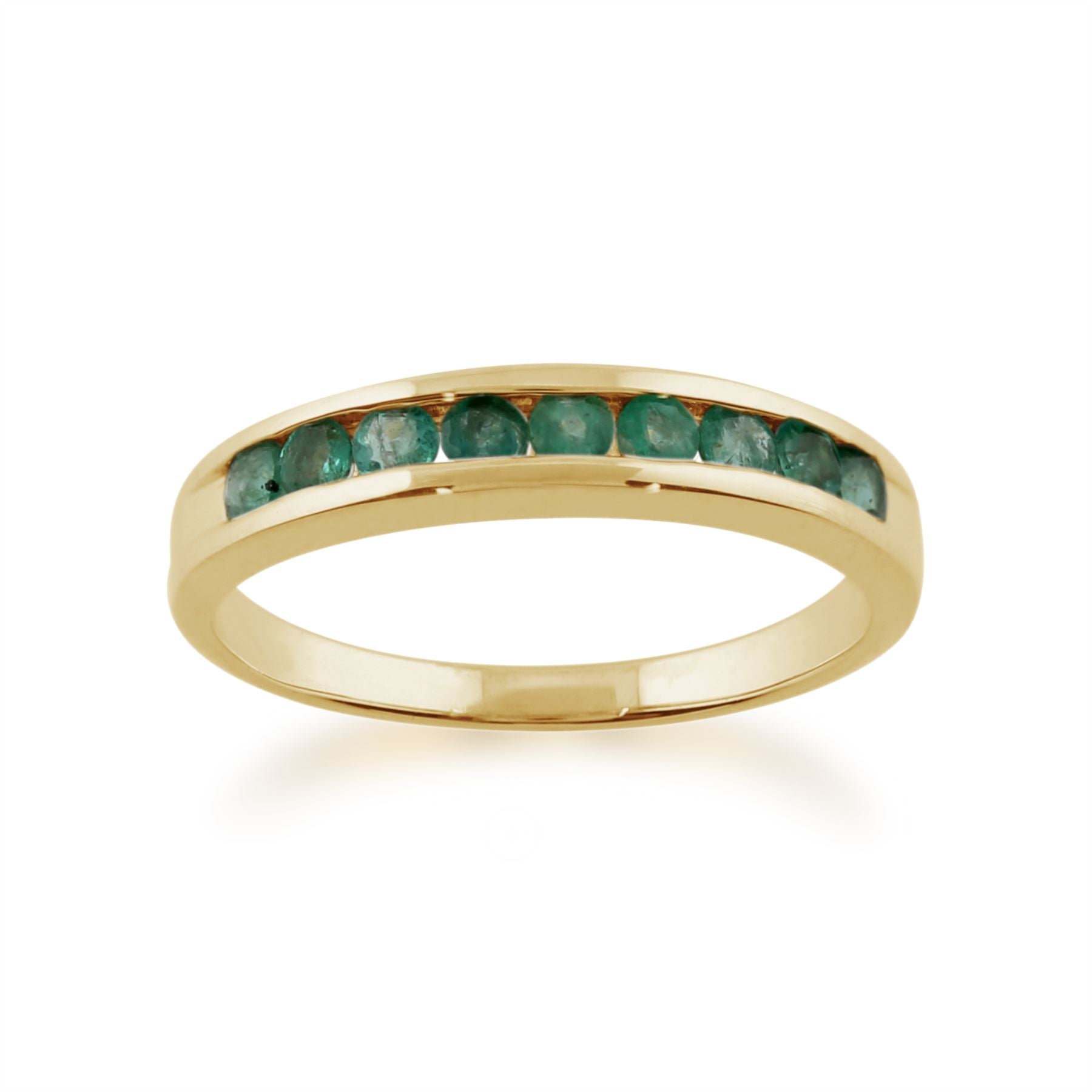 Classico anello con binario in oro giallo 375 con smeraldo