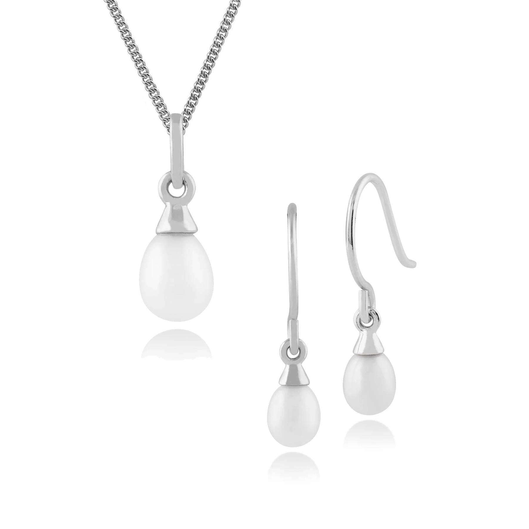 Orecchini pendenti e pendenti Classici in oro bianco 375 perle coltivate rotonde