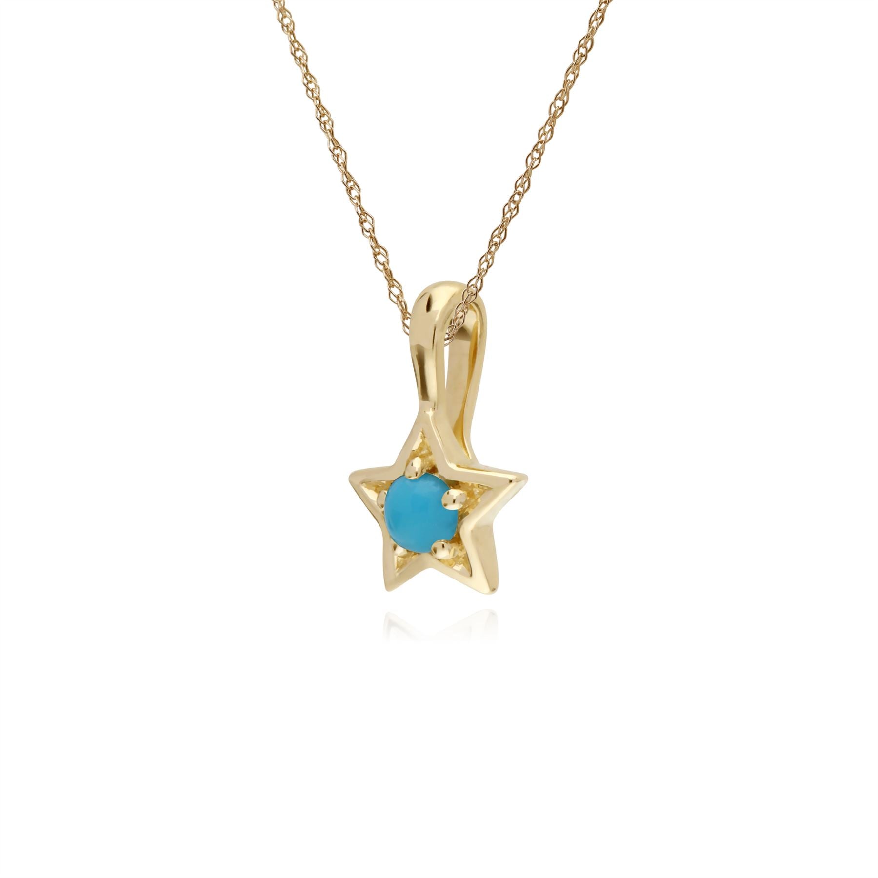 Collana con turchese, pendente a stella singola con pietra turchese in oro giallo da 9 ct su catena da 45 cm