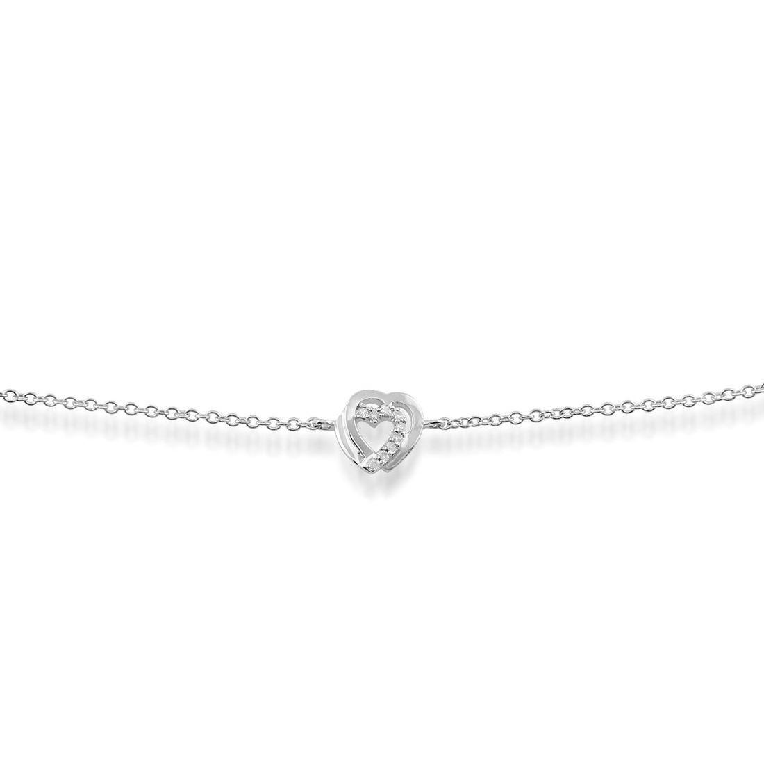 Bracciale classico a cuore in oro bianco 375 con diamante tondo