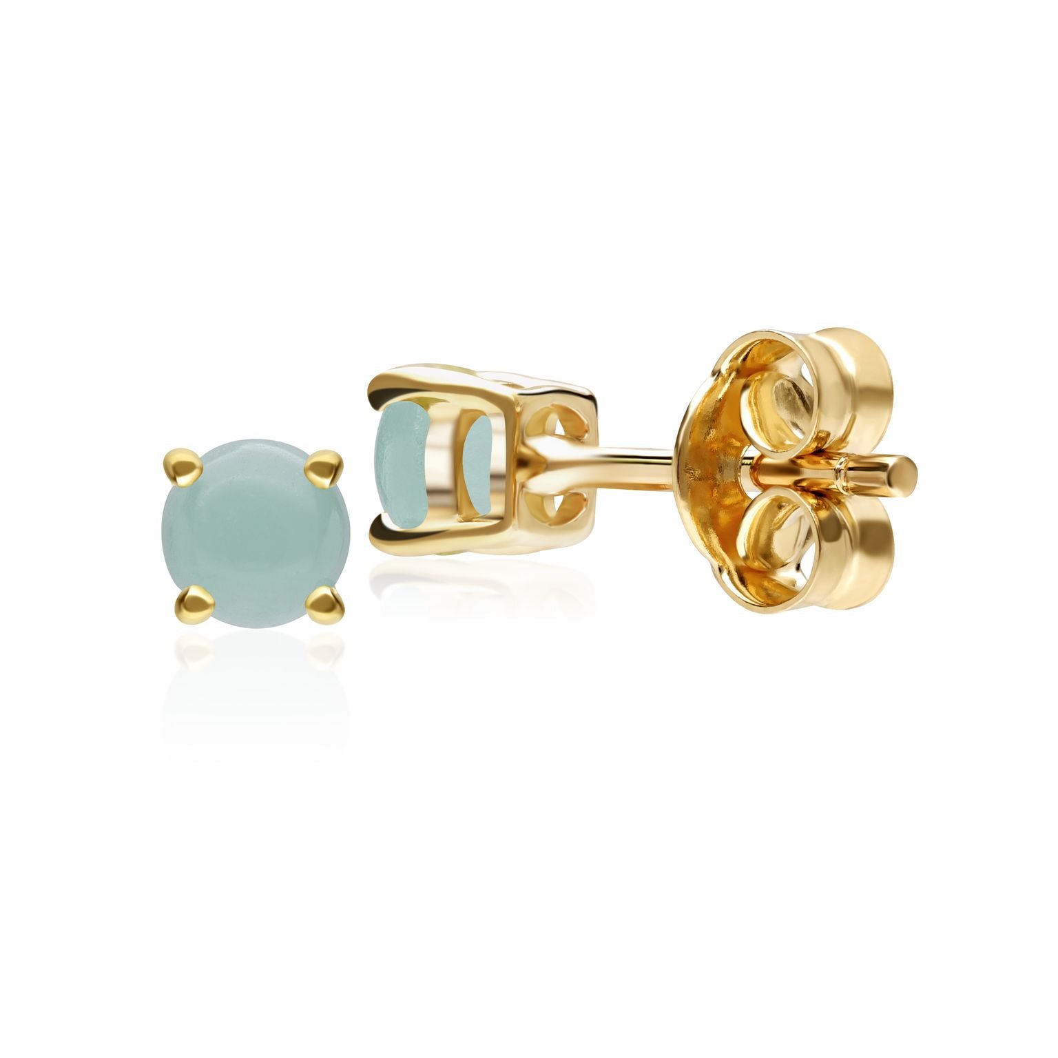 Orecchini classici con cabochon rotondo giada in oro giallo 375