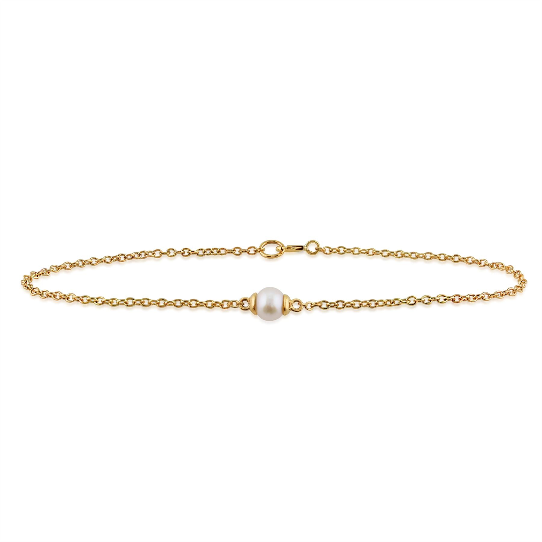 Bracciale Classico Cuore Perla Coltivata In Oro Giallo 375