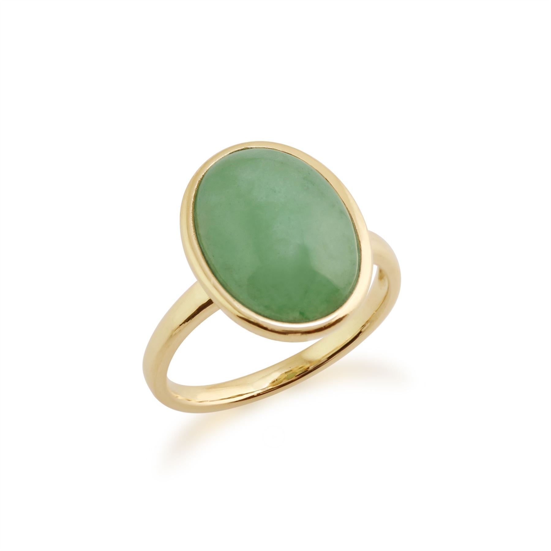 Anello di giada Gemondo, anello con cornice in giada verde da 9 ct in oro giallo da 3 ct