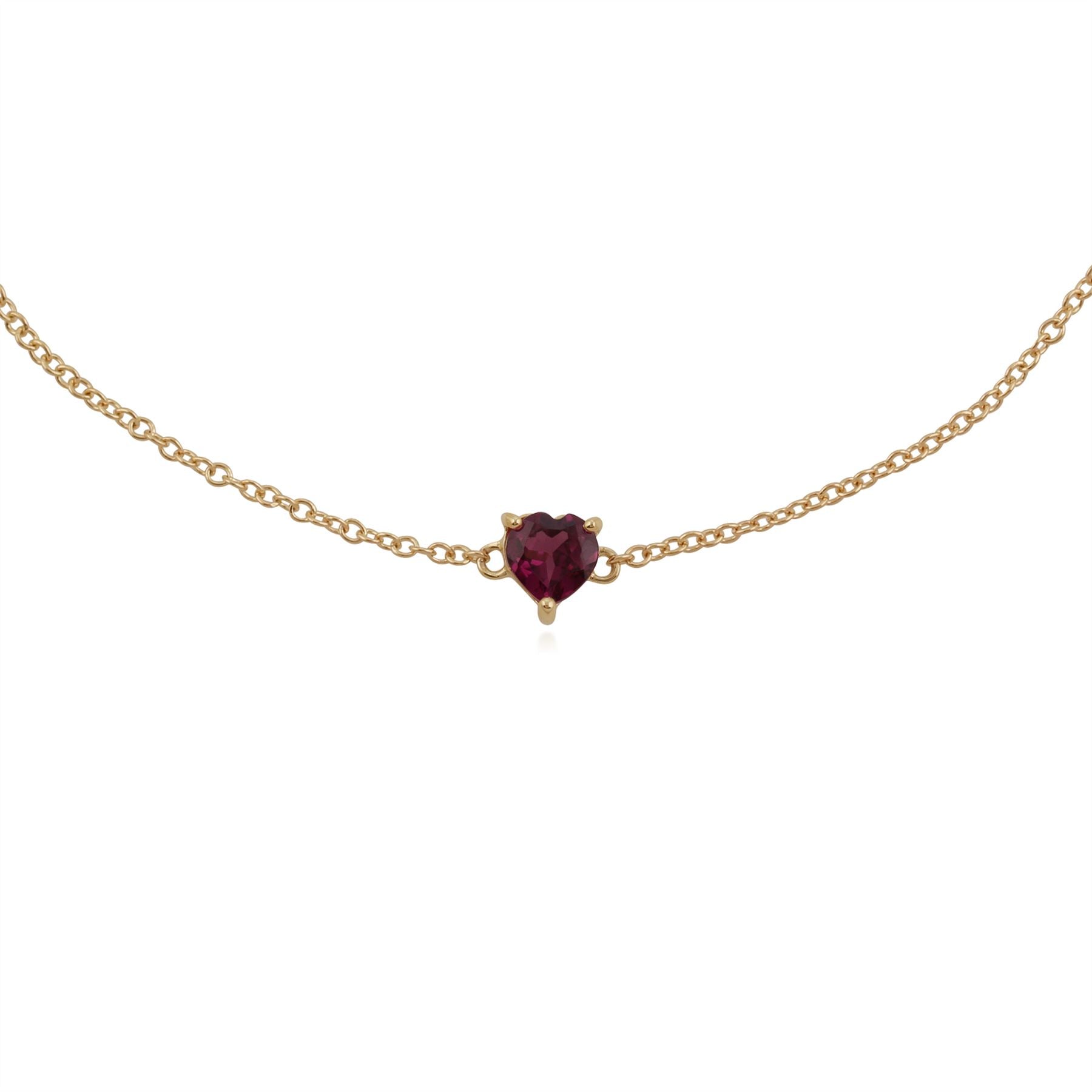 Bracciale classico in oro giallo 375 con granato rodolite incastonato a cuore