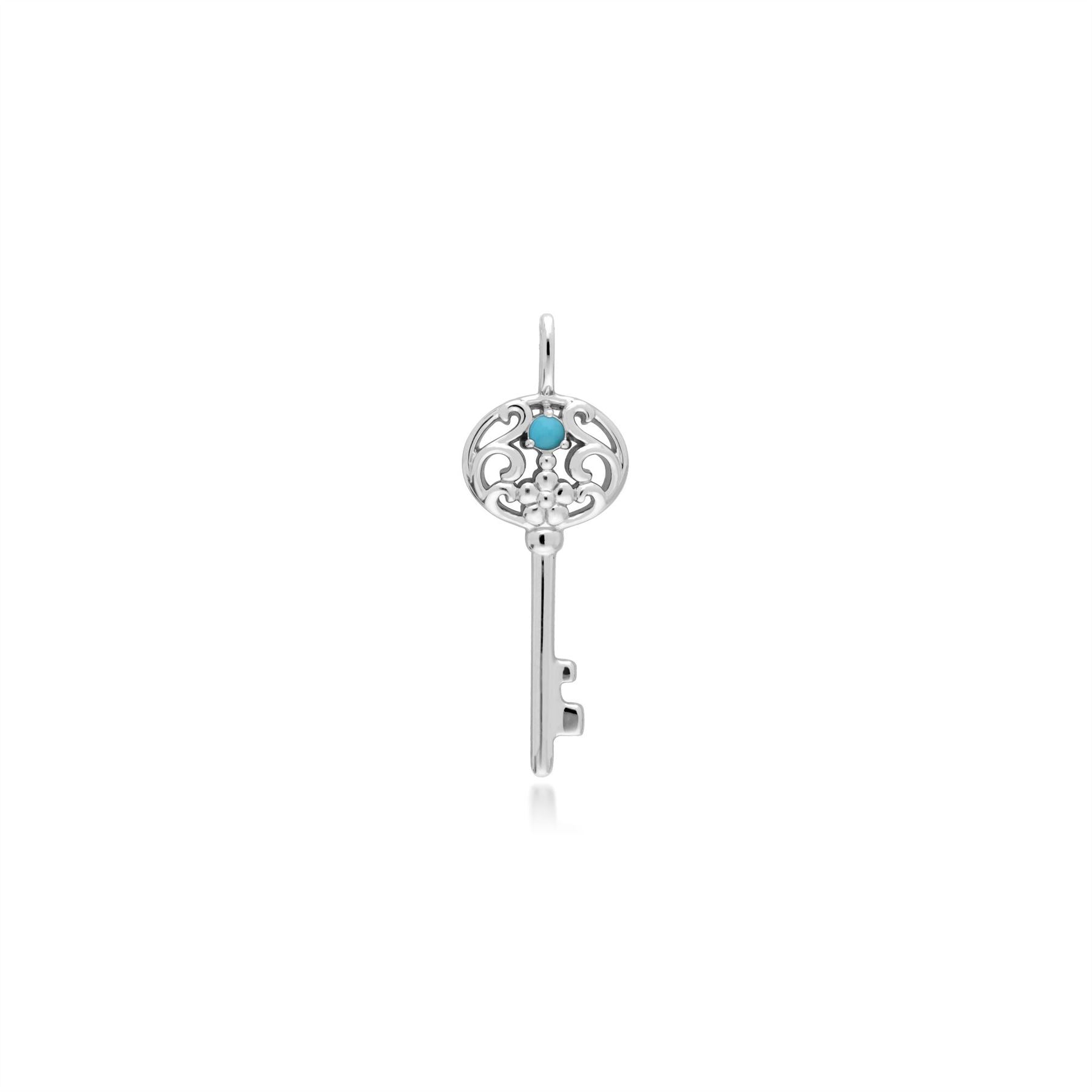 Classico ciondolo a chiave grande in argento 925 con giada rotonda