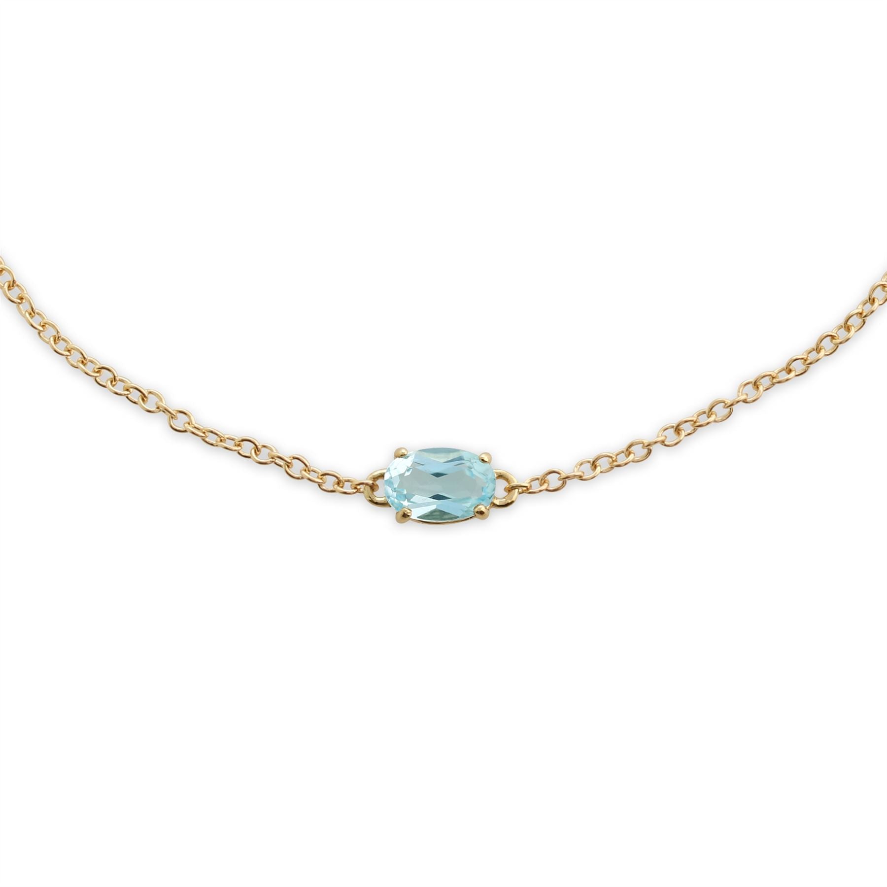Bracciale classico in oro giallo 375 con topazio azzurro ovale