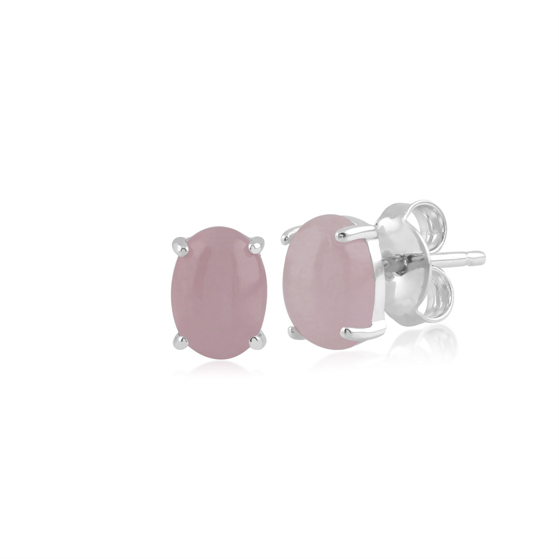 Orecchini a lobo e Bracciale Classico in Argento 925 con Kunzite Ovale Opaca