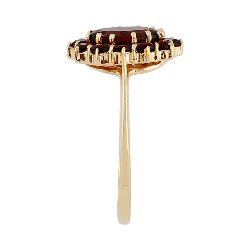Anello in oro giallo da 9 ct con granato naturale da 2,00 ct, classico stile a grappolo ovale