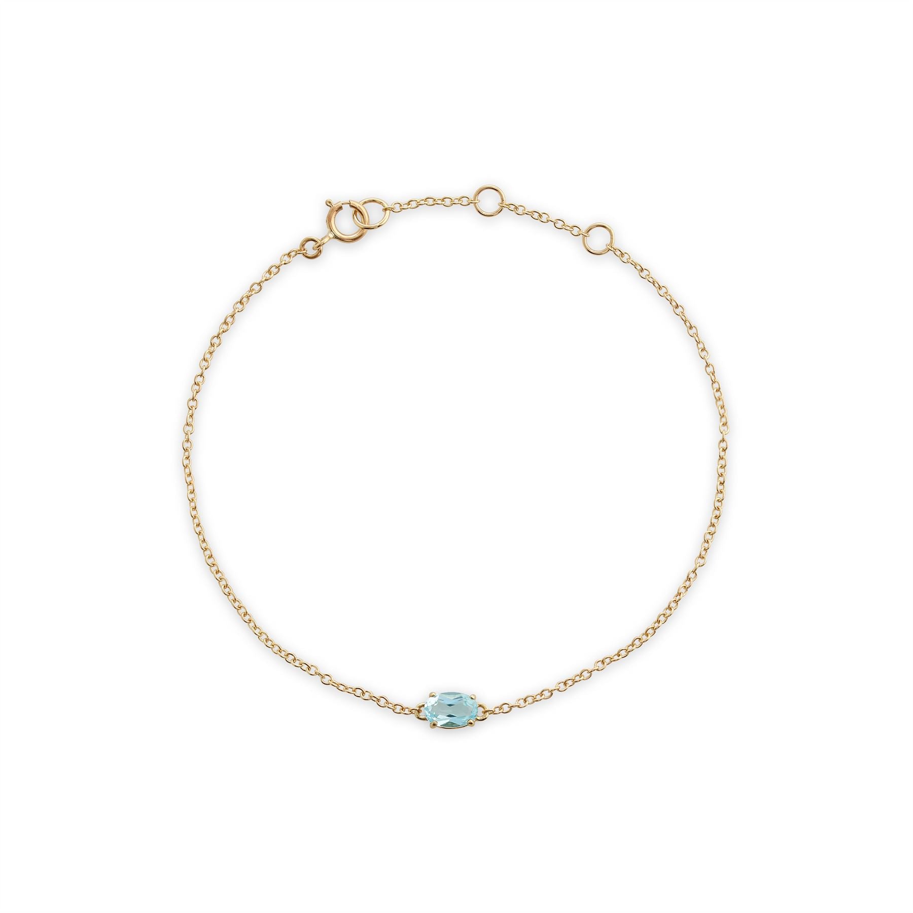 Bracciale classico in oro giallo 375 con topazio azzurro ovale