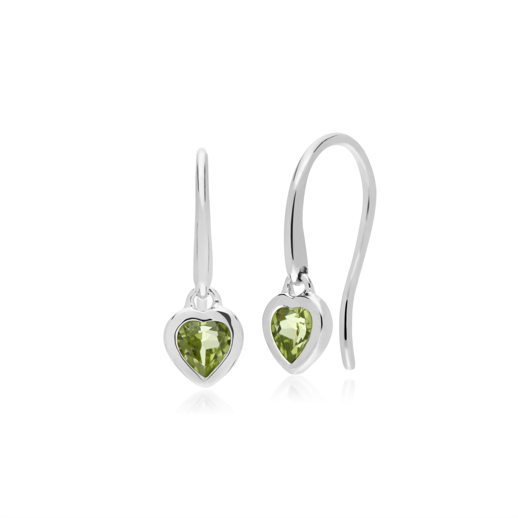 Orecchini a cuore aperto con peridoto e pietra singola in argento sterling
