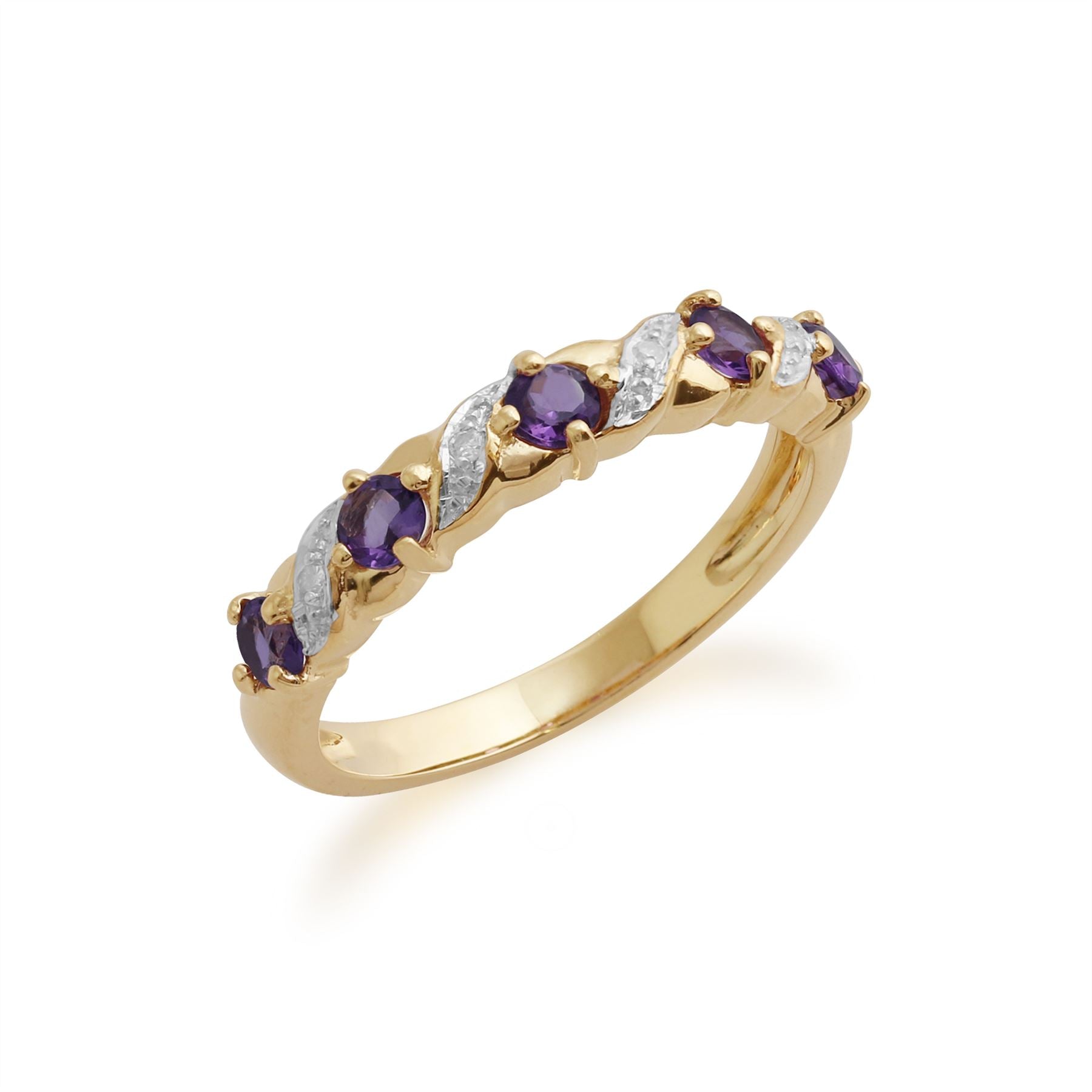 Anello Mezza Verità in stile Art Nouveau in oro giallo 375 con ametista e diamante