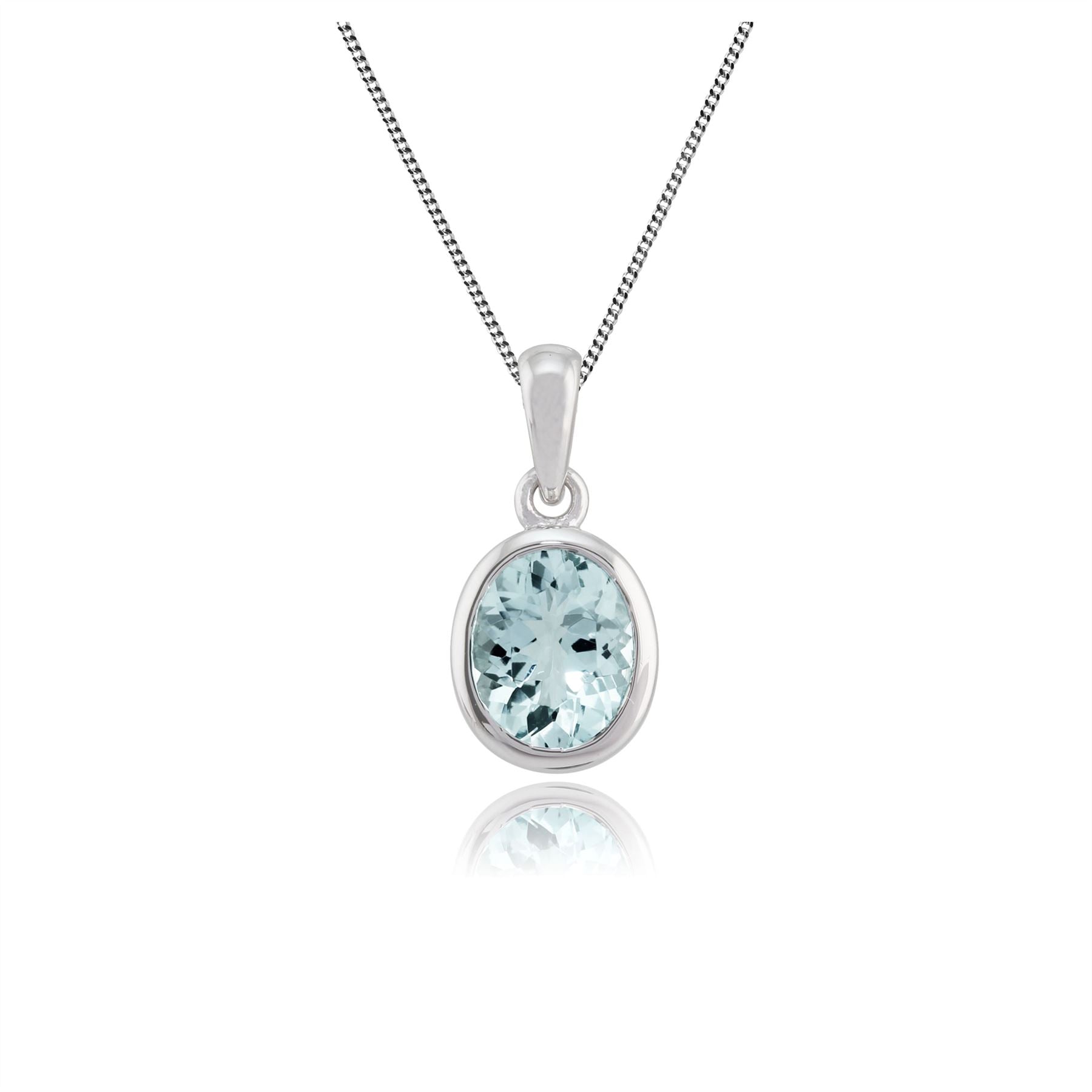 Classico pendente ovale acquamarina in oro bianco 375