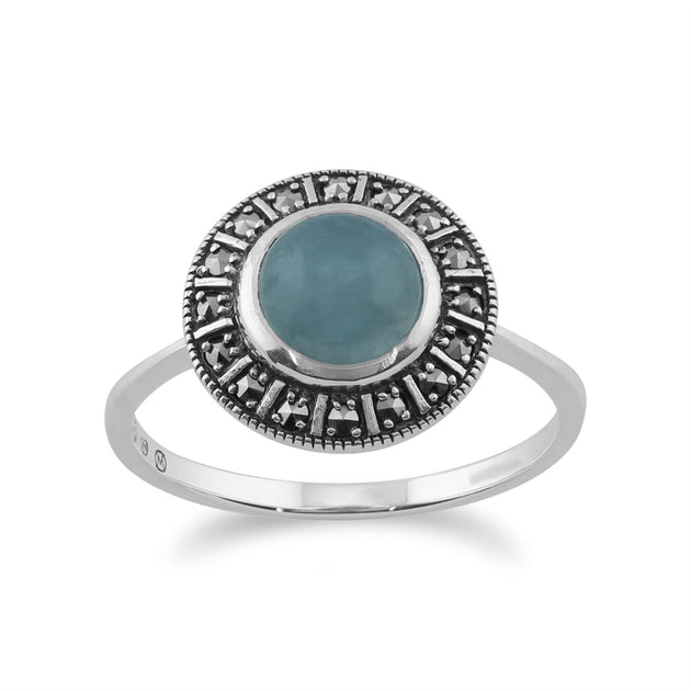 Gemondo Orecchini Pendenti Art Nouveau In Argento 925 Con Topazio Blu E Marcasite, Chiusura A Farfalla