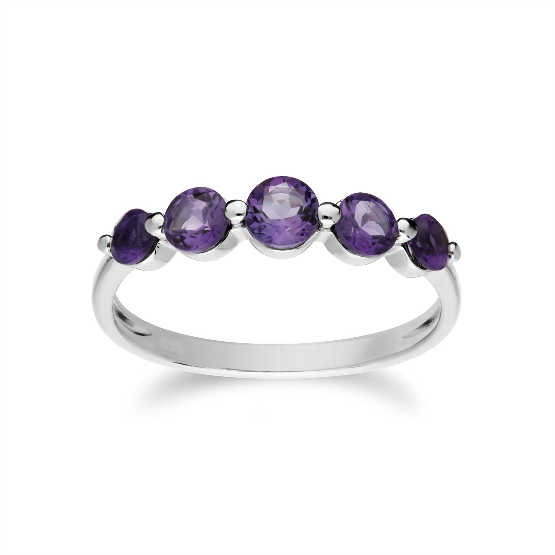 Collana e anello classici con cinque pietre di ametista in argento 925