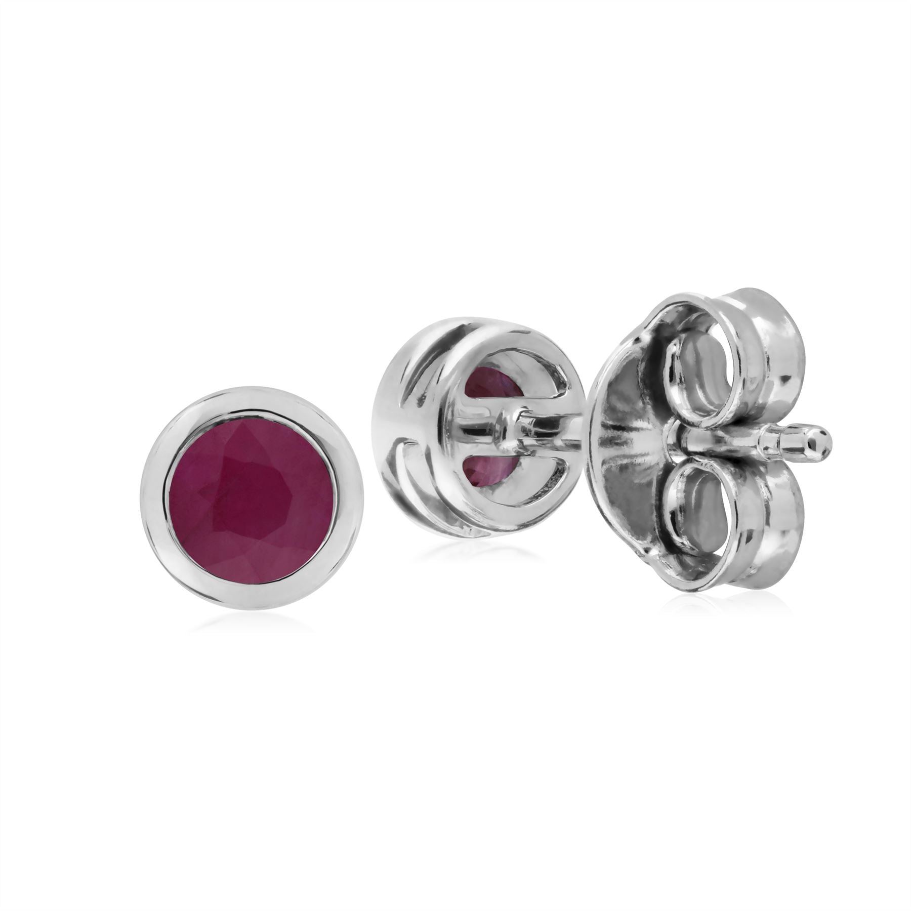 Classici orecchini con rubino con montatura a castone in argento 925