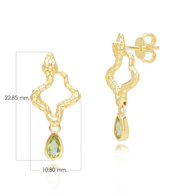 Orecchini pendenti ECFEW™ Creator Serpent in argento sterling 925 con peridoto