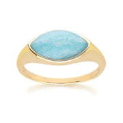 Bague classique avec marquise amazonite en or jaune 9 carats