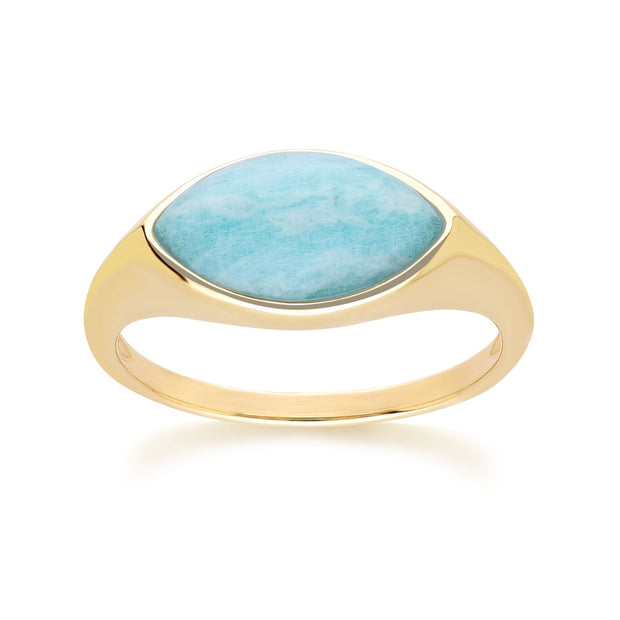 Bague classique avec marquise amazonite en or jaune 9 carats