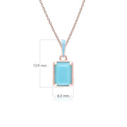 Pendentif Siberian Waltz En Émail Bleu Et Turquoise Octogonale En Or Vermeil Rose