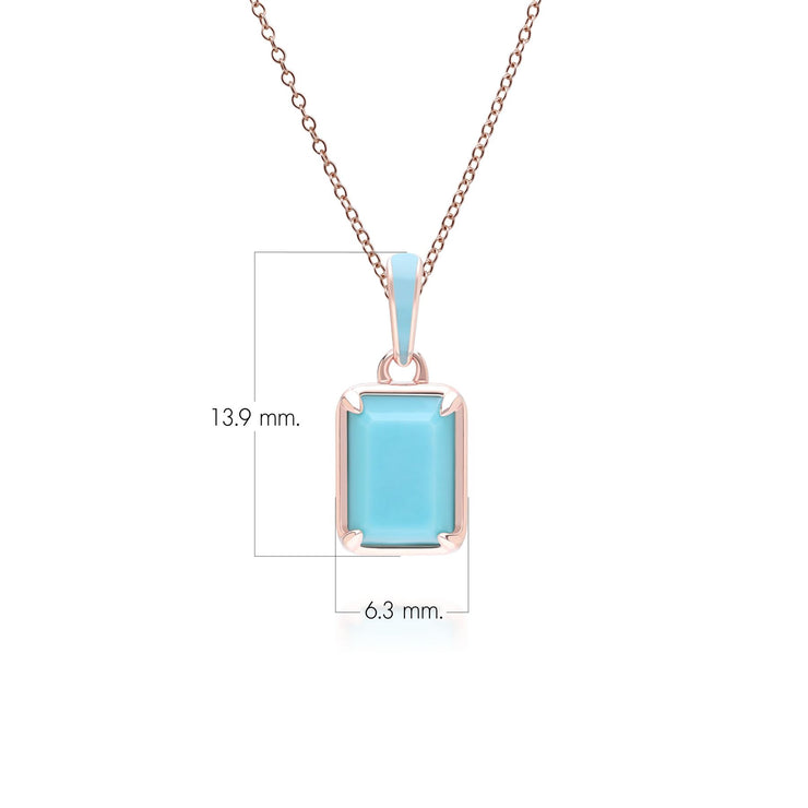 Pendentif Siberian Waltz En Émail Bleu Et Turquoise Octogonale En Or Vermeil Rose
