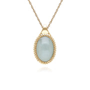 Collier pendentif Classique avec jadéite verte ovale en or jaune 9 carats