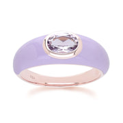 Bague Siberian Waltz En Émail Violet Et Améthyste Octogonale En Or Vermeil Rose