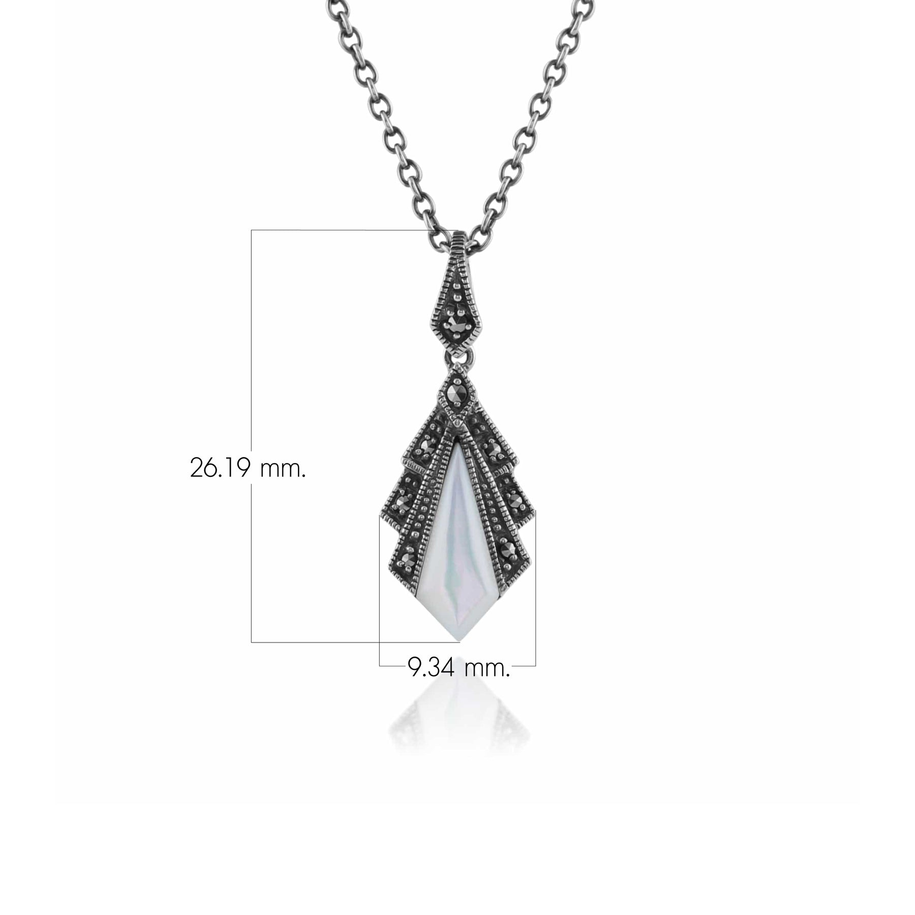 Ciondolo in stile Art Déco Argento 925 Madreperla e Marcasite