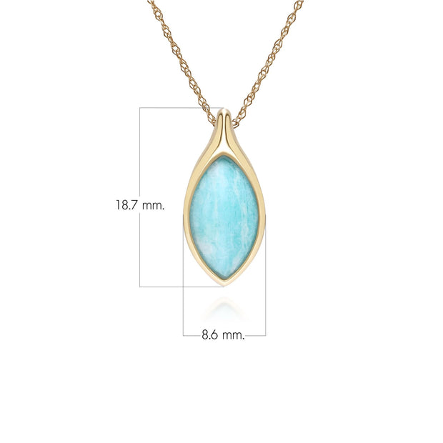 Collier pendentif  classique avec marquise amazonite en or jaune 9 carats