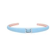 Bracelet Jonc Siberian Waltz En Émail Bleu Et Topaze Bleu Ciel Octogonale En Or Vermeil Rose