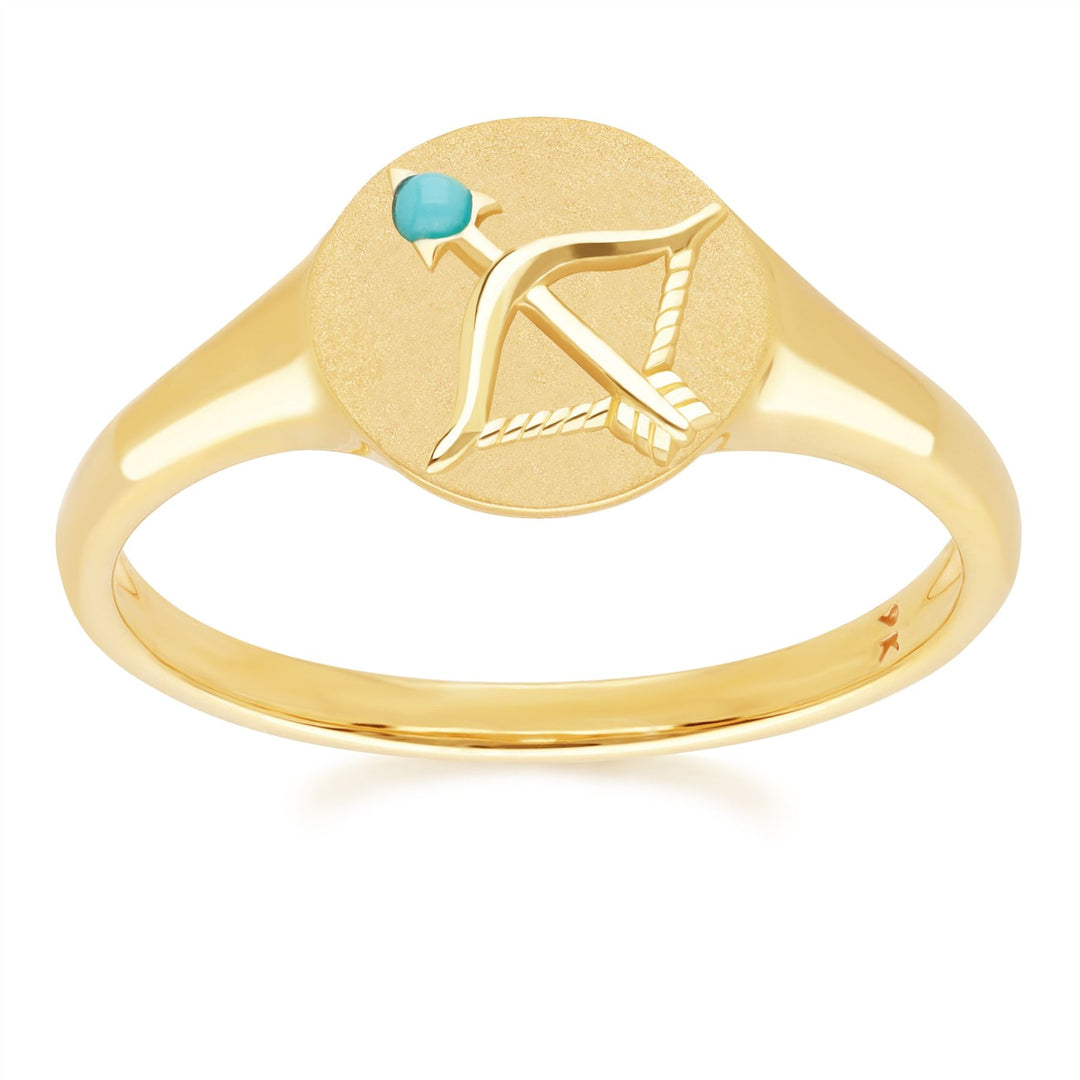 Anello con sigillo dello zodiaco Sagittario in oro giallo da ct