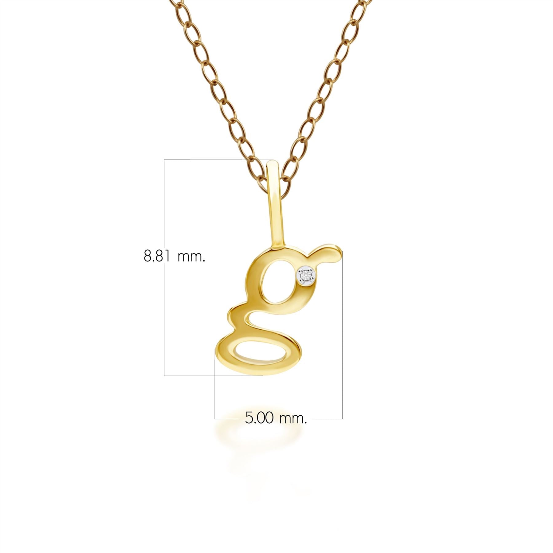 Ciondolo collana diamanti con lettera G dell'alfabeto in oro giallo da 9 ct