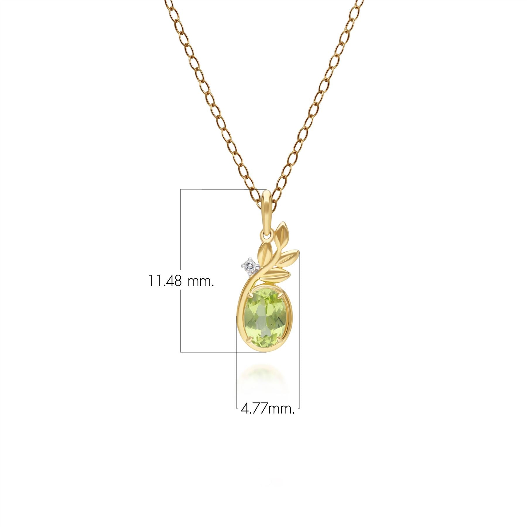 O Leaf Ciondolo con peridoto e diamanti in oro giallo 9 carati