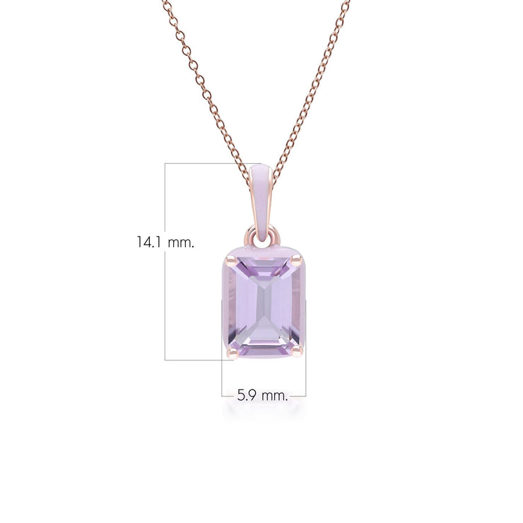 Pendentif Siberian Waltz En Émail Violet Et Améthyste Octogonale En Or Vermeil Rose