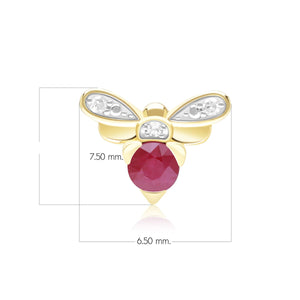 Honeycomb Spilla a forma di ape con rubini e diamanti ispirata al nido d'ape in oro giallo da 9 ct