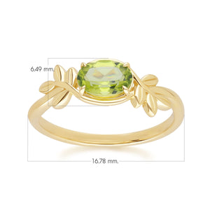 O Leaf  Anello Peridoto In Oro Giallo 9 Carati