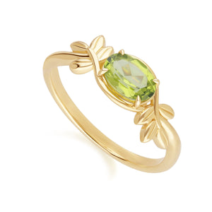 O Leaf  Anello Peridoto In Oro Giallo 9 Carati