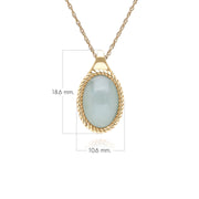Collier pendentif Classique avec jadéite verte ovale en or jaune 9 carats