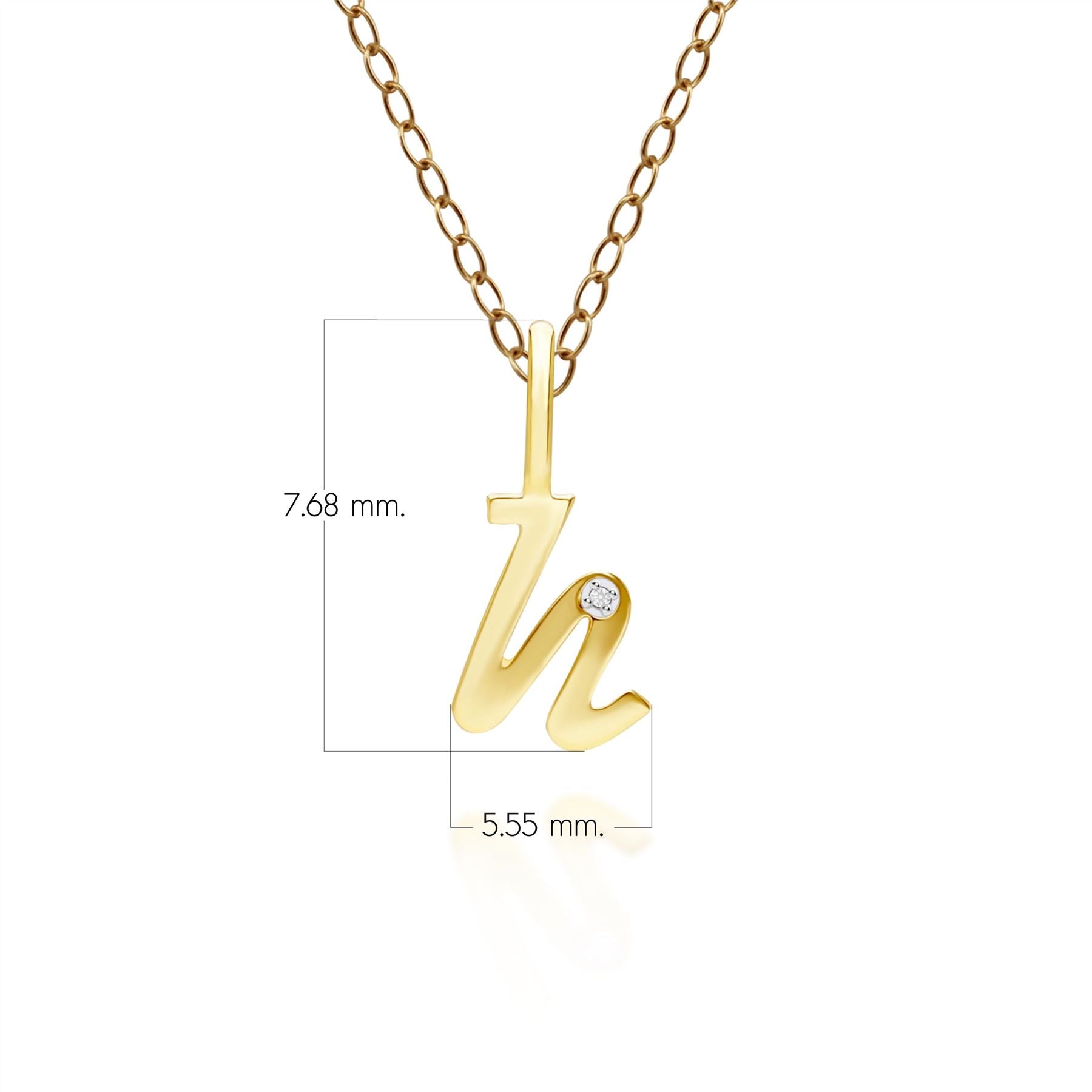 Ciondolo collana diamanti con lettera H dell'alfabeto in oro giallo da 9 carati