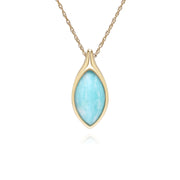 Collier pendentif  classique avec marquise amazonite en or jaune 9 carats