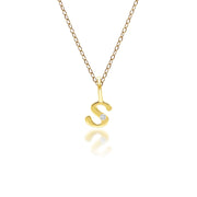 Ciondolo con lettera S dell'alfabeto in oro giallo da 9 ct con diamante