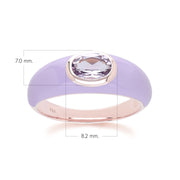 Bague Siberian Waltz En Émail Violet Et Améthyste Octogonale En Or Vermeil Rose