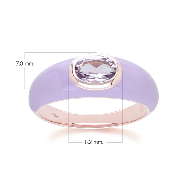 Bague Siberian Waltz En Émail Violet Et Améthyste Octogonale En Or Vermeil Rose