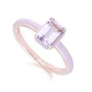 Bague Siberian Waltz En Émail Violet Et Améthyste Octogonale En Or Vermeil Rose