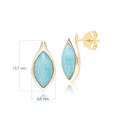 Boucles d'oreilles Clou Classique en or jaune 9 carats avec amazonite marquise