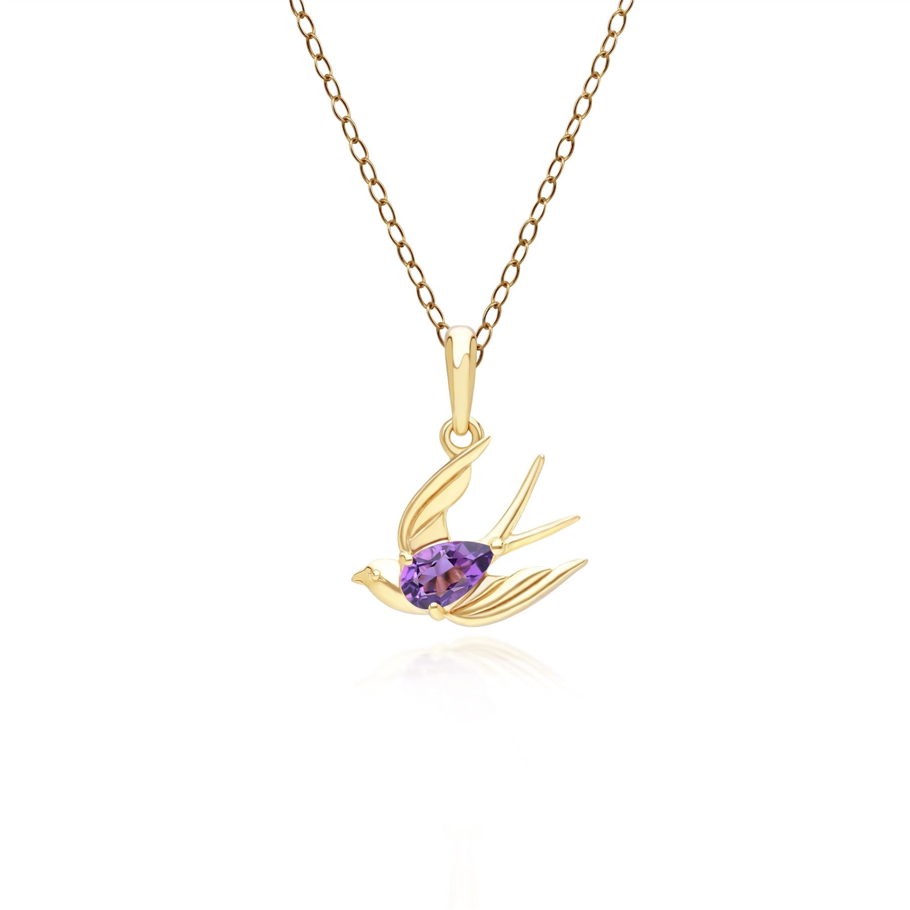 Creator ECFEW™ Collana con pendente colibrì ametista in argento sterling placcato oro
