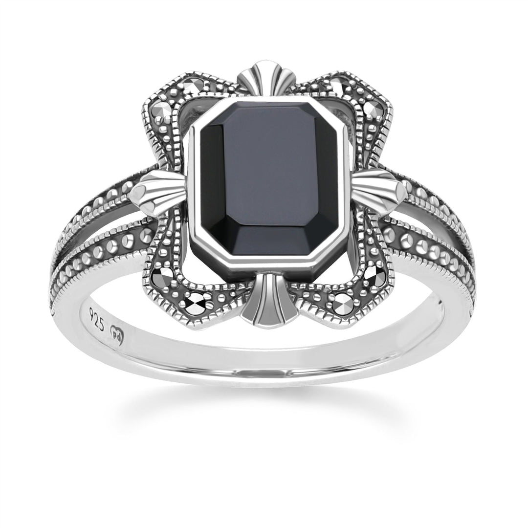Art Nouveau Stile Pera Ametista E Marcasite Braccialetto IN 925 Argento