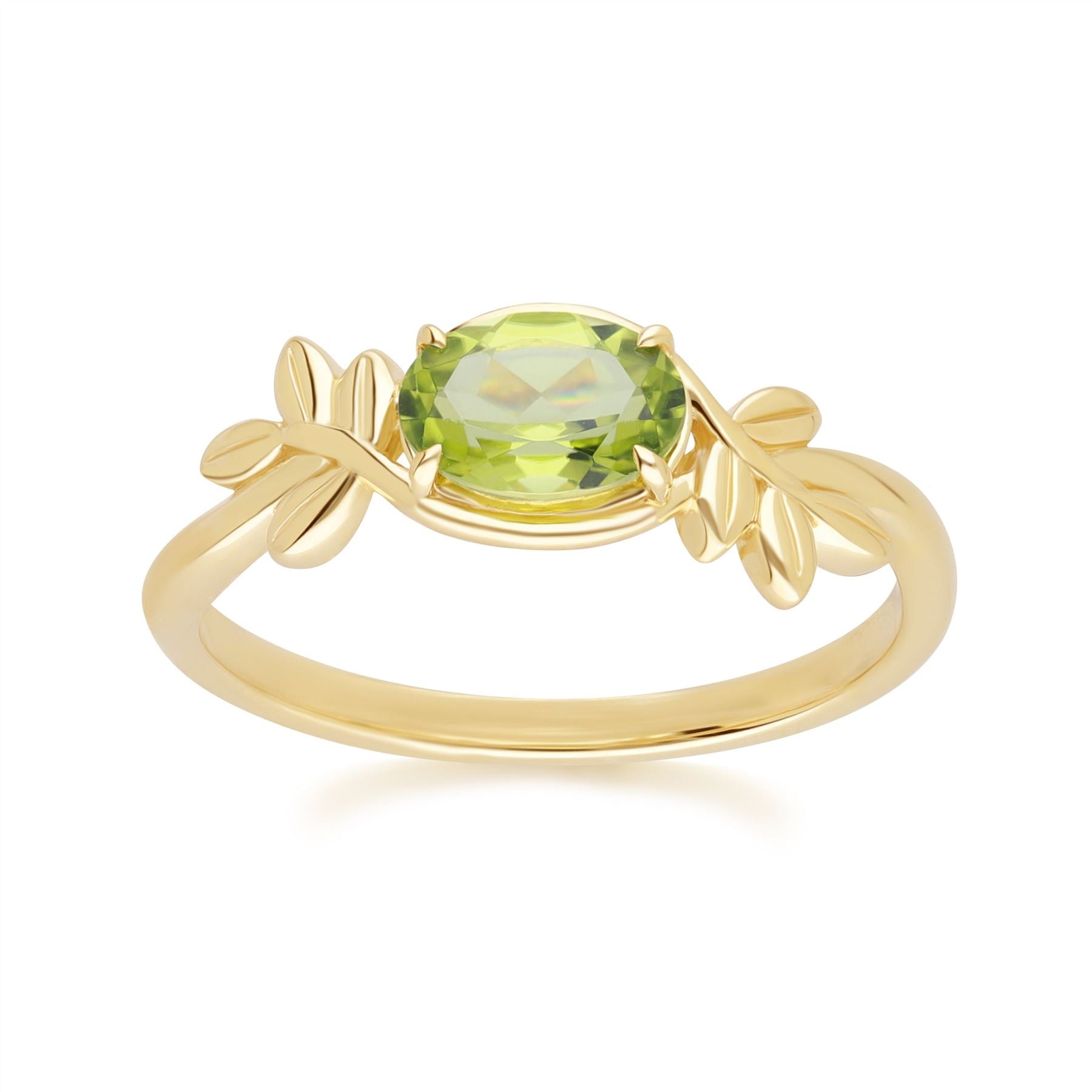 O Leaf  Anello Peridoto In Oro Giallo 9 Carati