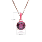 Pendentif Siberian Waltz En Email Rose et Rhodolite Ronde En Or Vermeil Rose