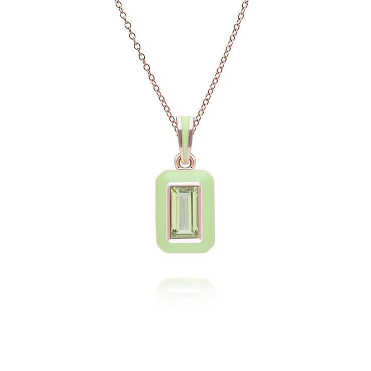 Ciondolo Siberian Waltz in smalto verde e peridoto baguette in argento sterling placcato oro rosa