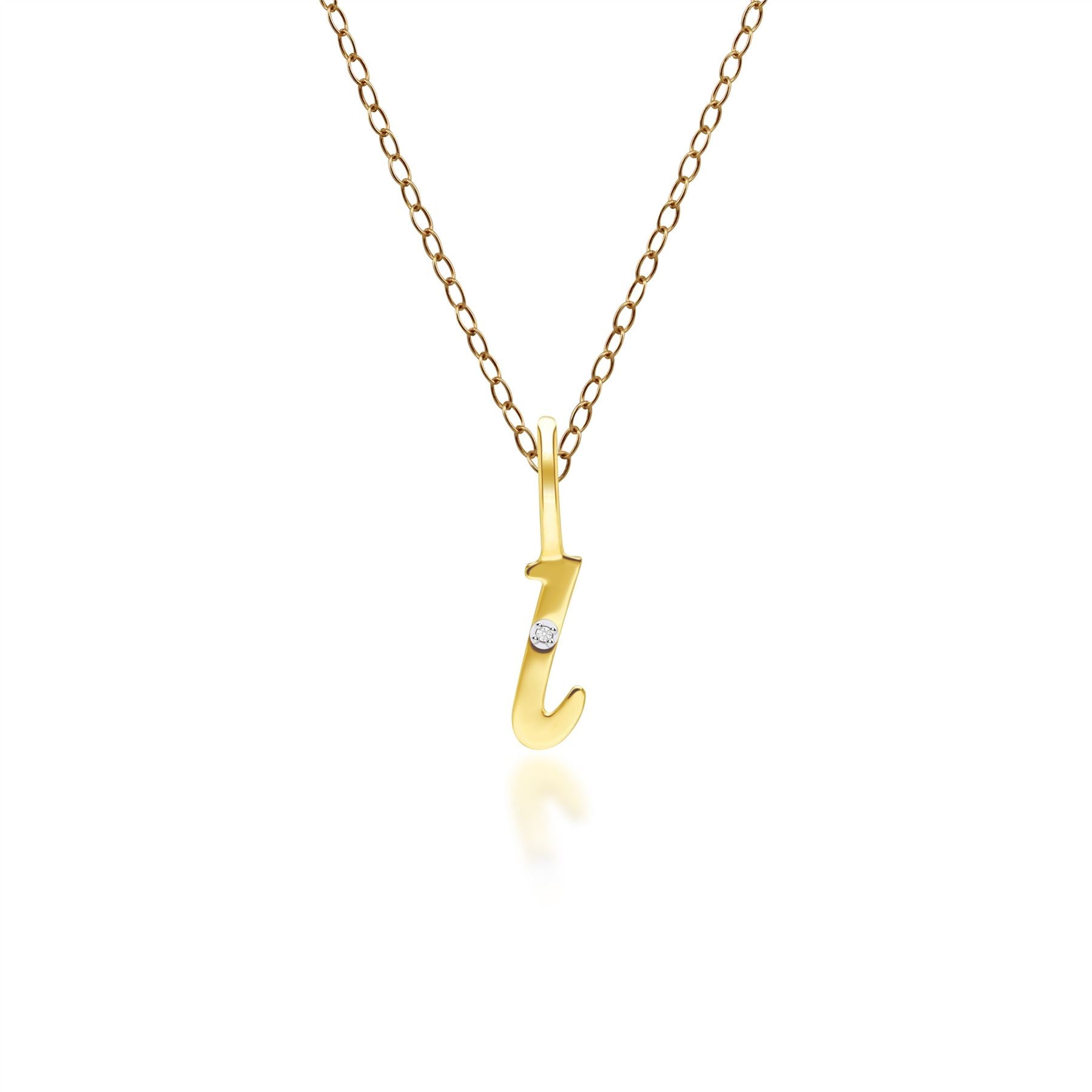 Ciondolo collana diamanti con lettera L dell'alfabeto in oro giallo da 9 carati